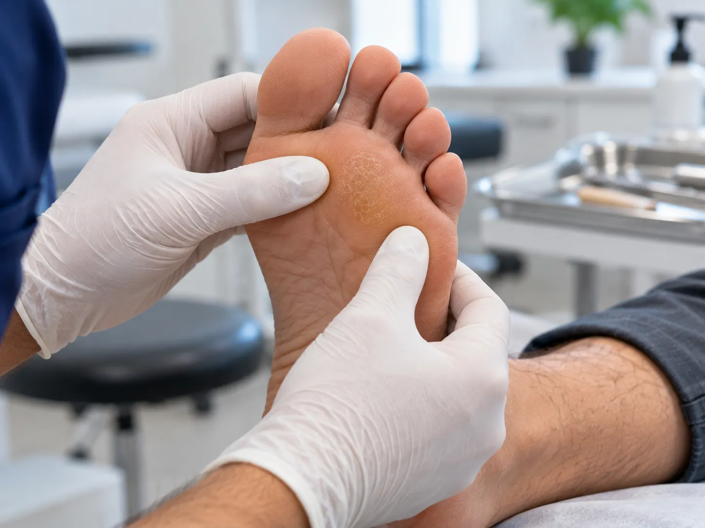 Evaluación podológica de un callo plantar